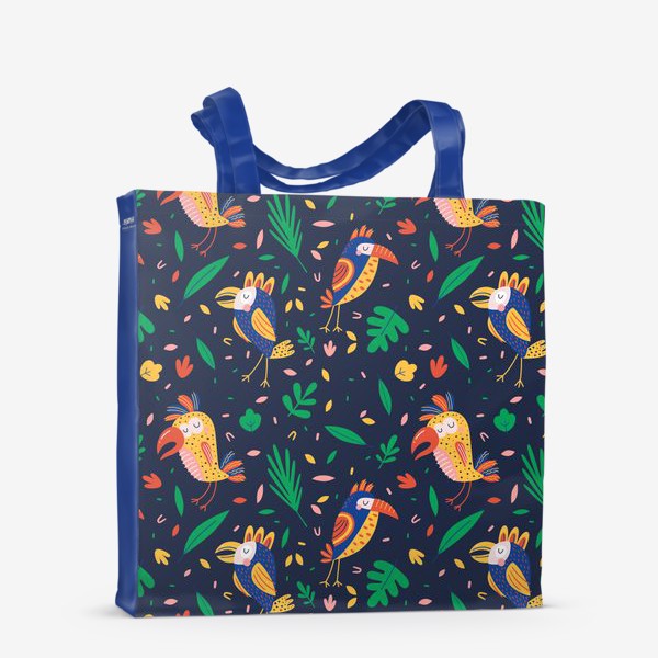 Сумка-шоппер «Паттерн попугаи в листве»