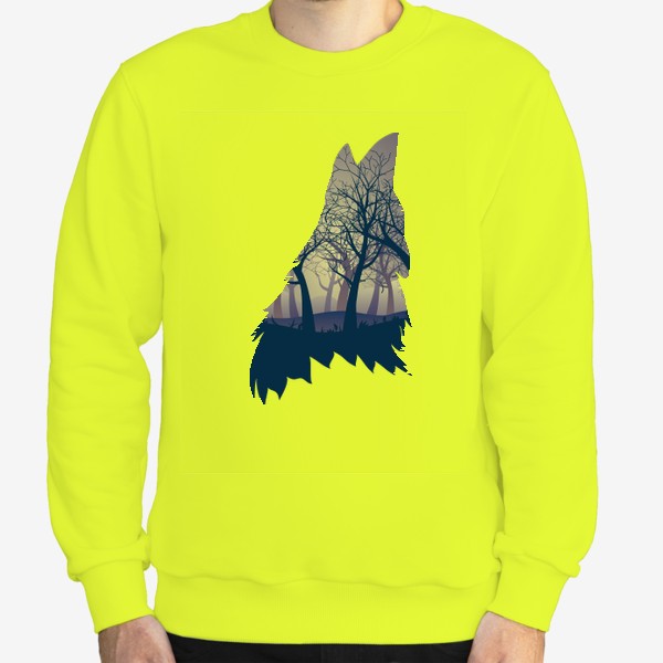 Свитшот «Темный лес в силуэте воющего волка»