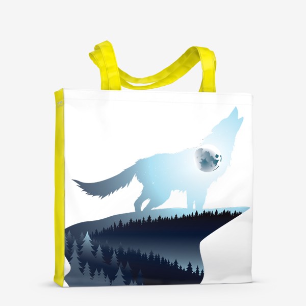 Сумка-шоппер «Воющий волк и ночной лес»