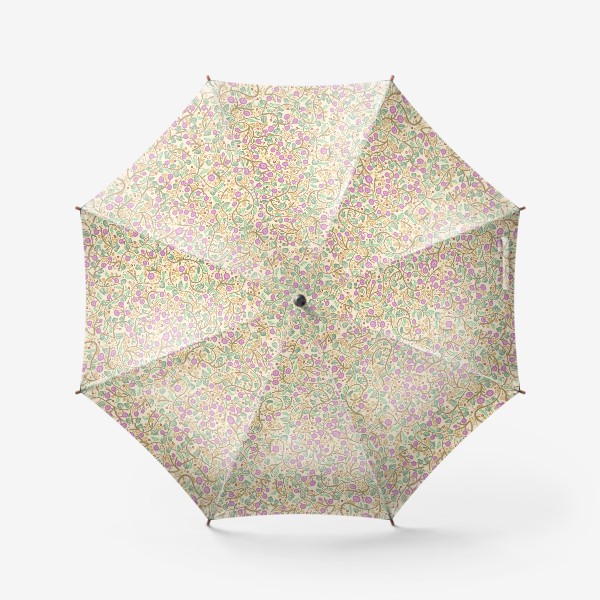 Зонт «Узор английский цветы с завитушками бежевый фон»