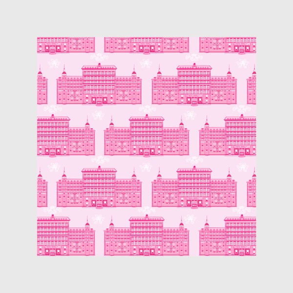 Шторы &laquo;Узор Отель Гранд Будапешт кино розовый архитектура&raquo;