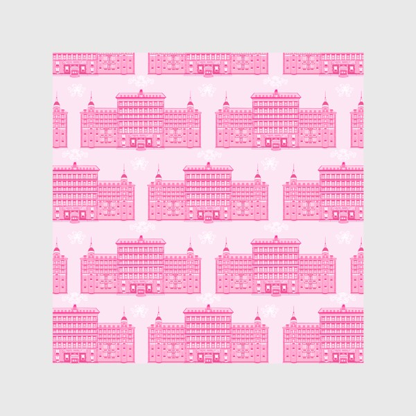 Скатерть &laquo;Узор Отель Гранд Будапешт кино розовый архитектура&raquo;