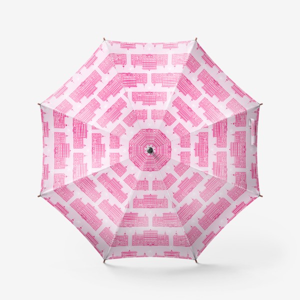 Зонт &laquo;Узор Отель Гранд Будапешт кино розовый архитектура&raquo;