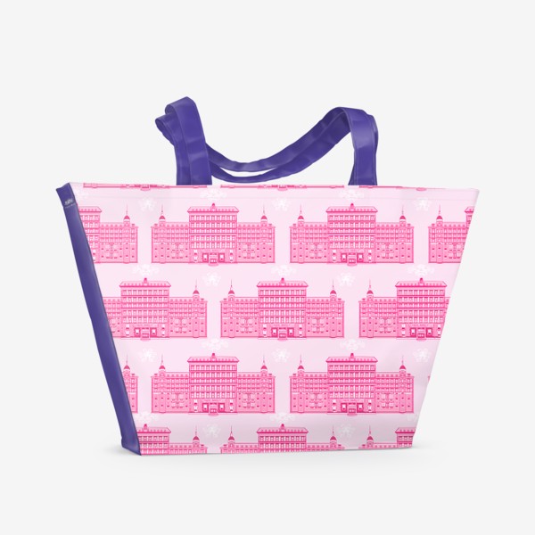 Пляжная сумка &laquo;Узор Отель Гранд Будапешт кино розовый архитектура&raquo;
