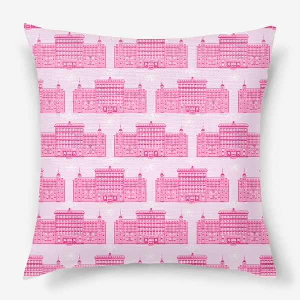 Подушка «Узор Отель Гранд Будапешт кино розовый архитектура»