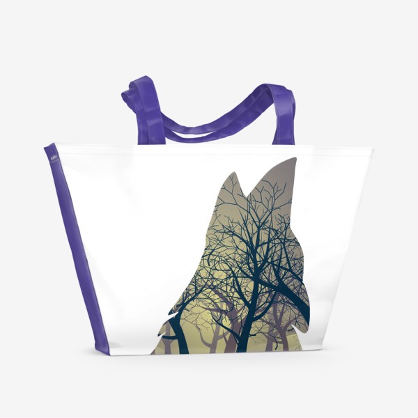 Пляжная сумка «Темный лес в силуэте воющего волка»