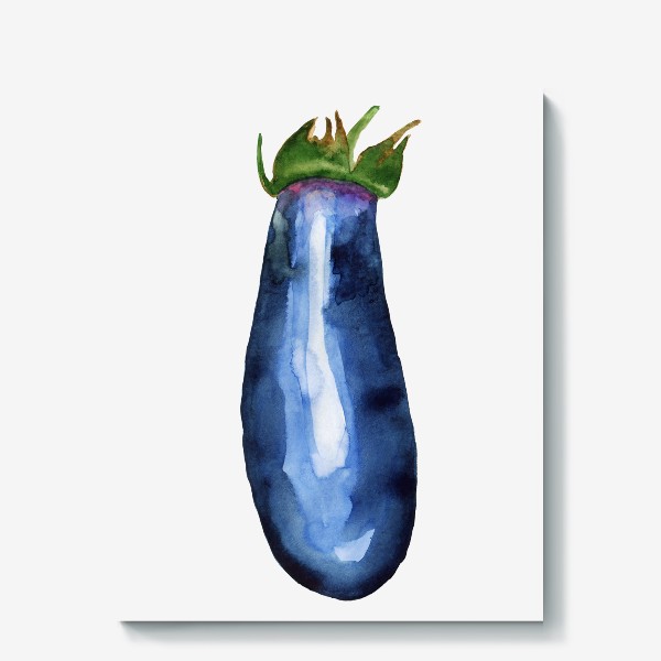 Холст «Акварельный баклажан, принт синий овощ»