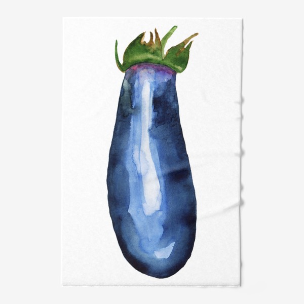 Полотенце «Акварельный баклажан, принт синий овощ»