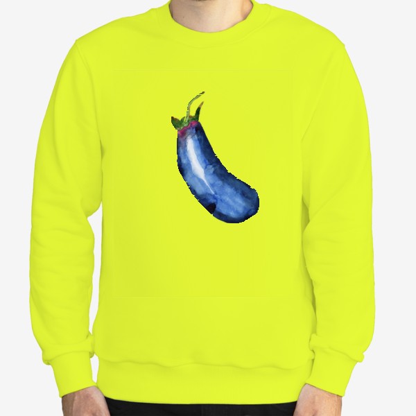 Свитшот «Баклажан акварельный рисунок, синий овощ»