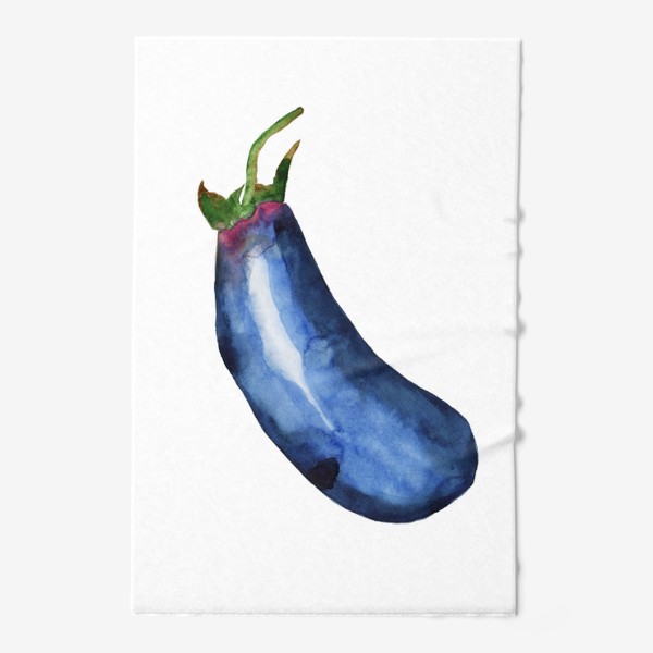 Полотенце «Баклажан акварельный рисунок, синий овощ»