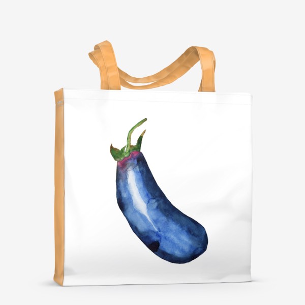 Сумка-шоппер «Баклажан акварельный рисунок, синий овощ»