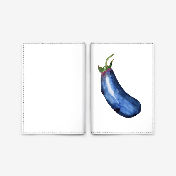 Обложка для паспорта «Баклажан акварельный рисунок, синий овощ»