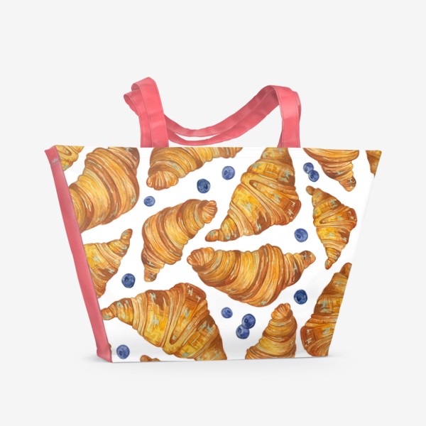 Пляжная сумка «Паттерн «Круассаны с ягодами»»