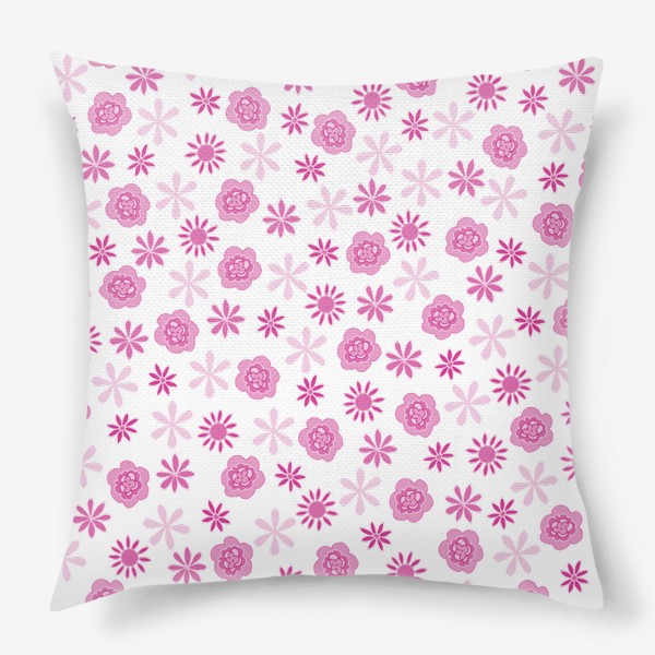 Подушка «Абстрактные розовые цветочки»