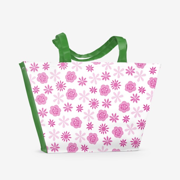 Пляжная сумка «Абстрактные розовые цветочки»