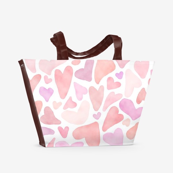Пляжная сумка «Фон с сердцами »