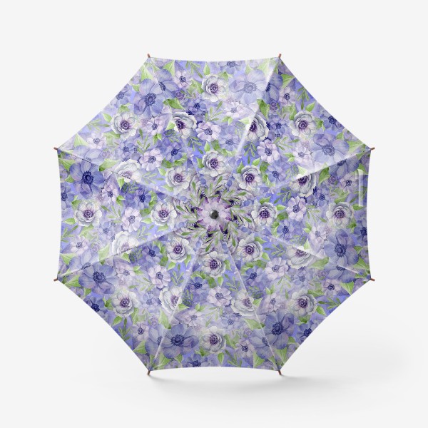 Зонт «Паттерн с анемонами фиолетовый »