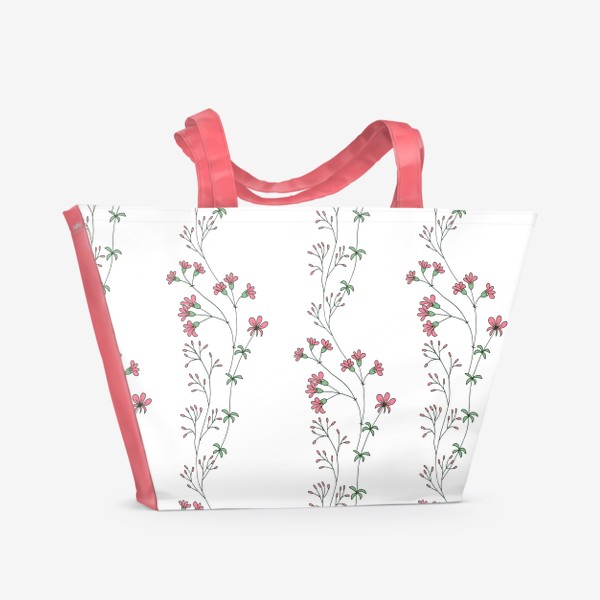 Пляжная сумка «Мелкие красные цветочки»