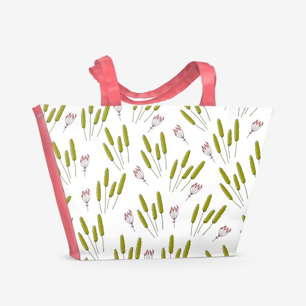 Пляжная сумка «Паттерн с зелеными веточками»