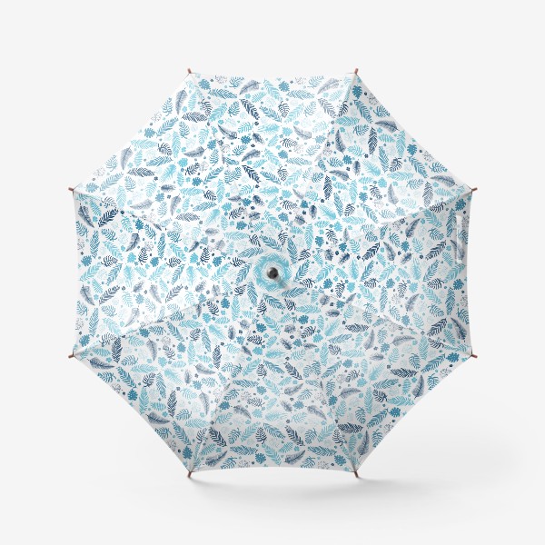 Зонт «Голубые листочки и веточки»