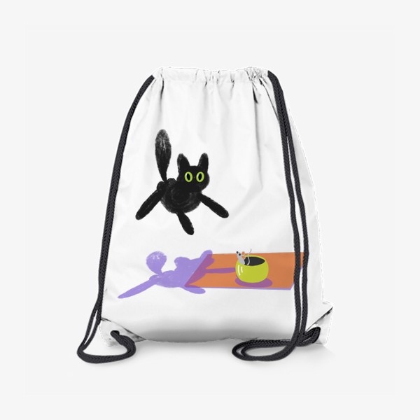 Рюкзак «Кот в полете, испуганный котэ и мышь»