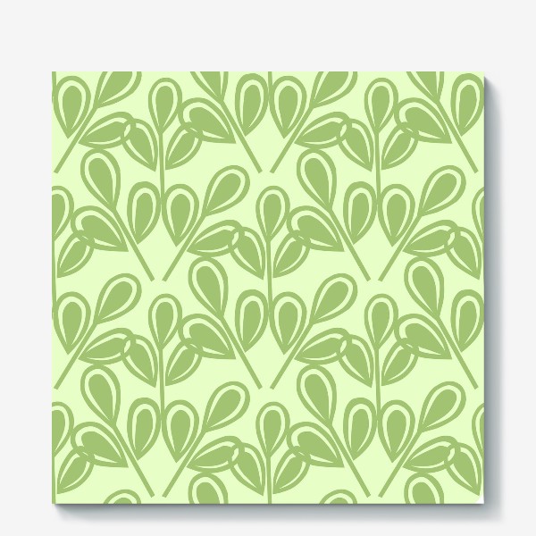 Холст «Зеленые листья на салатном фоне»