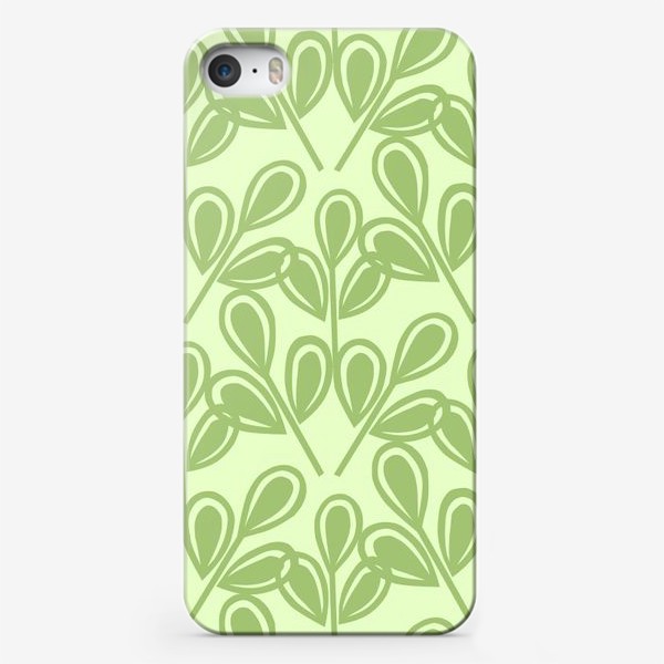 Чехол iPhone «Зеленые листья на салатном фоне»