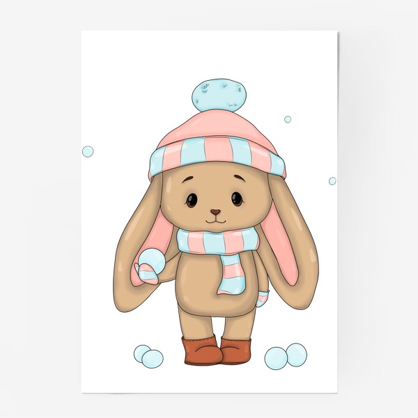 Постер «Зайка со снежками»