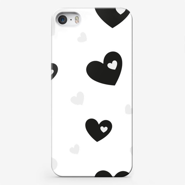 Чехол iPhone «Черно-белое сердца. Паттерн.»