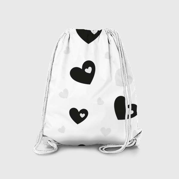 Рюкзак «Черно-белое сердца. Паттерн.»