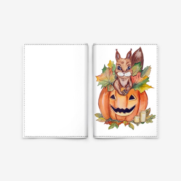 Обложка для паспорта «Белка и тыква. Хеллоуин»