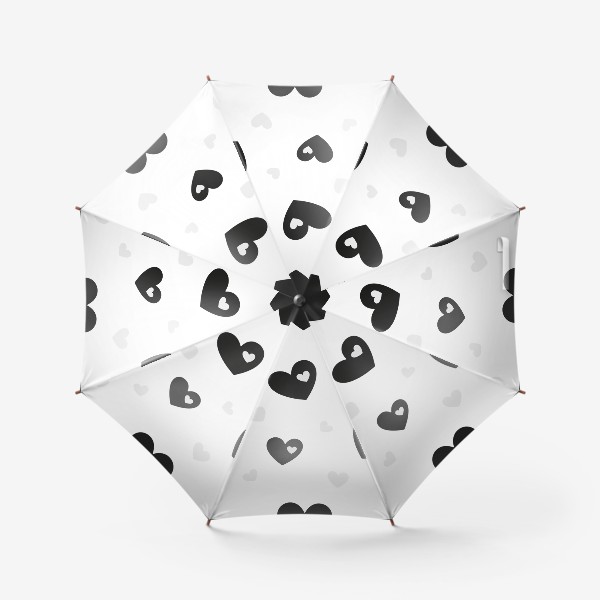 Зонт «Черно-белое сердца. Паттерн.»