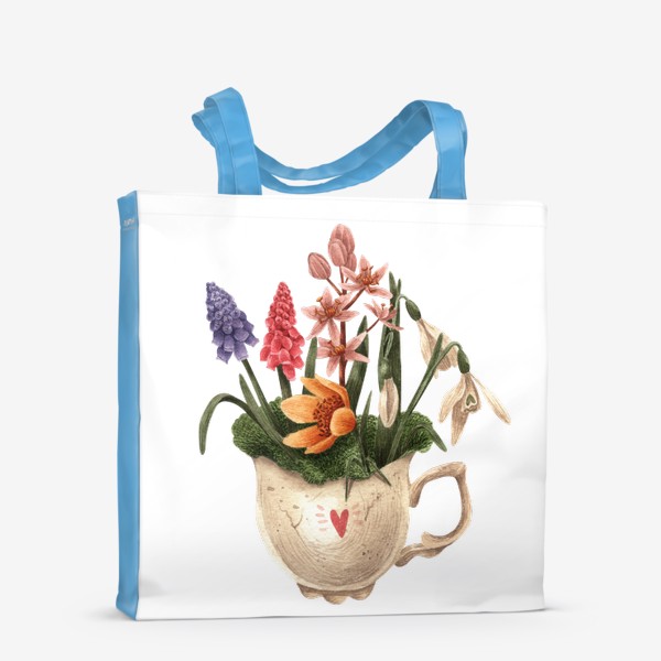 Сумка-шоппер «Весенние цветы в кружке»