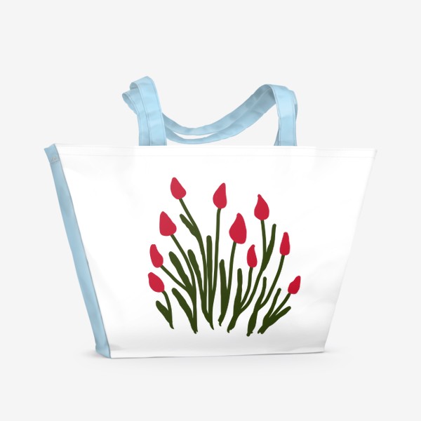 Пляжная сумка «Красные тюльпаны в стиле сканди»