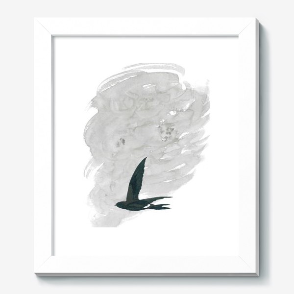 Картина «White-belted swift against the background of a tornado - Белопоясный стриж на фоне торнадо»