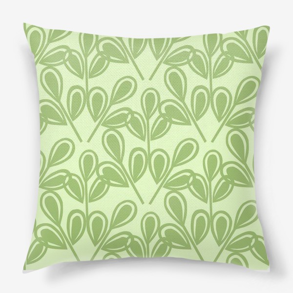 Подушка «Зеленые листья на салатном фоне»