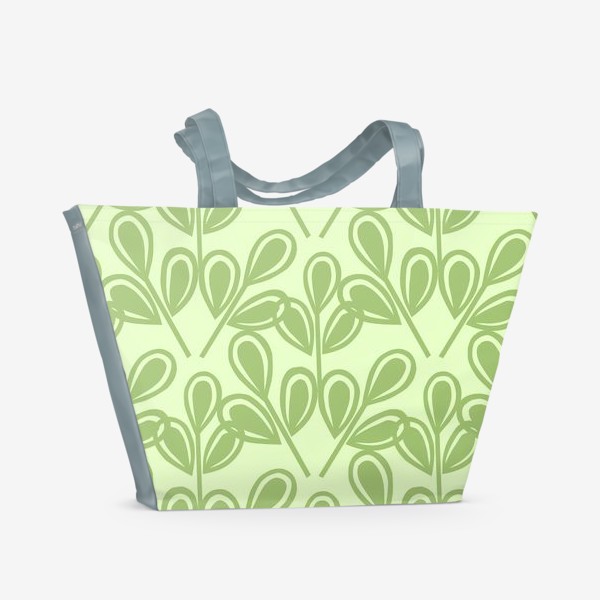 Пляжная сумка &laquo;Зеленые листья на салатном фоне&raquo;