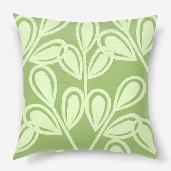 Подушка «Салатные листья на зеленом фоне»