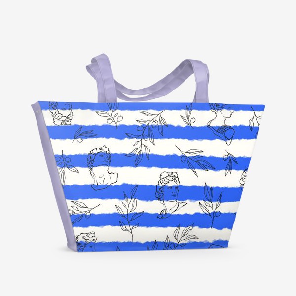 Пляжная сумка «Греция, греческая статуя, полоска, греческий мотив»