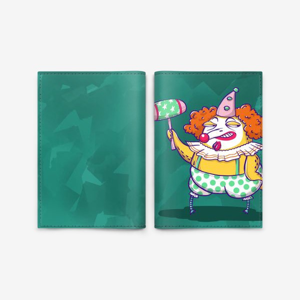 Обложка для паспорта «Курица Клоун на зеленом фоне»