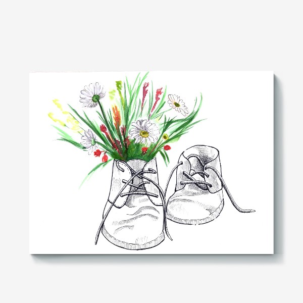 Холст «цветы в ботинке»