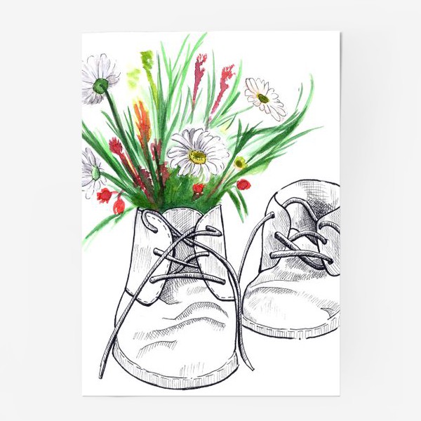 Постер «цветы в ботинке»