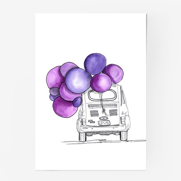 Постер «машина с шарами»