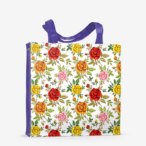 Сумка-шоппер «Узор с яркими разноцветными розами»