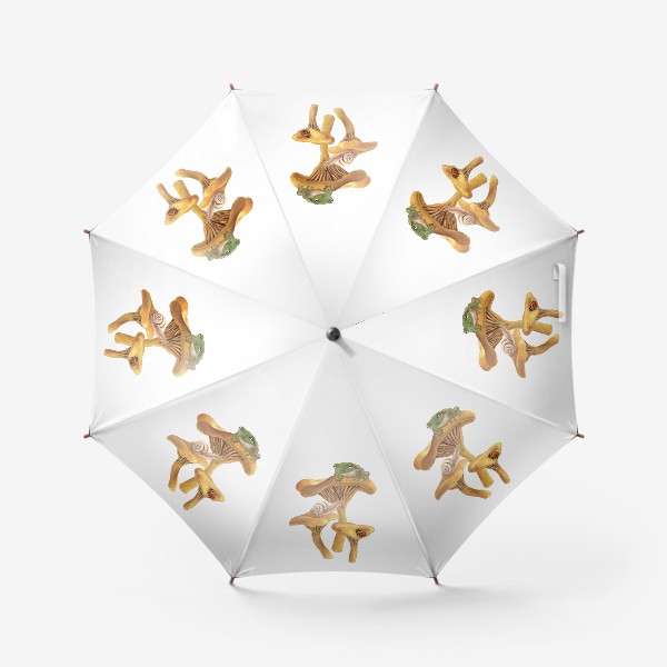 Зонт «Грибы лисички, лягушка, улитка и божья коровка»