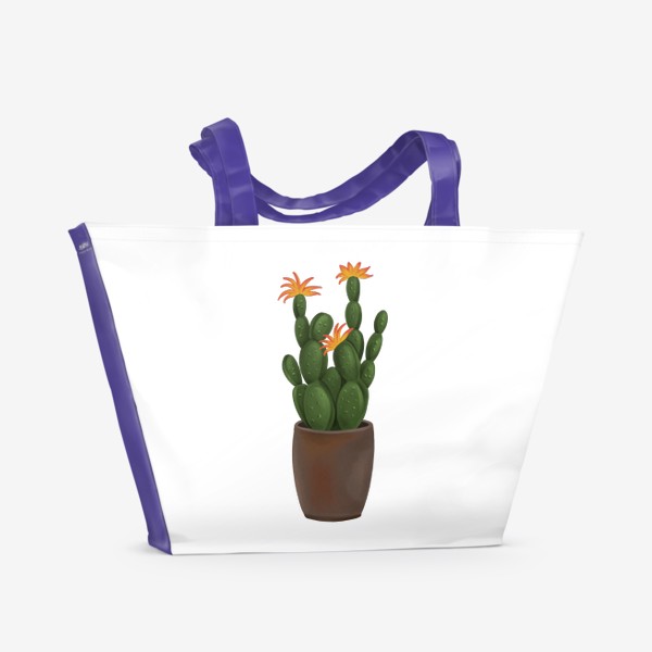 Пляжная сумка «Цветущий Кактус в горшке »