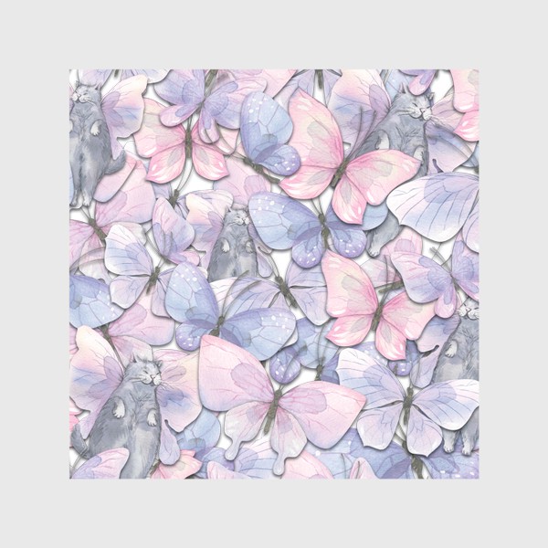 Скатерть &laquo;Нежные розовые и сиреневые бабочки. Акварельный паттерн.&raquo;