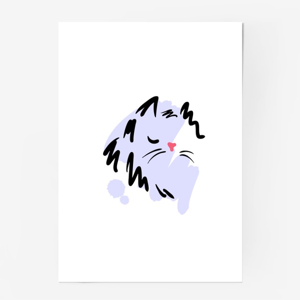 Постер «Котик и фиолетовые кляксы»