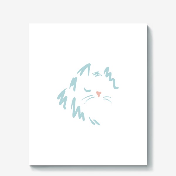 Холст «Серо-голубой спящий котик»