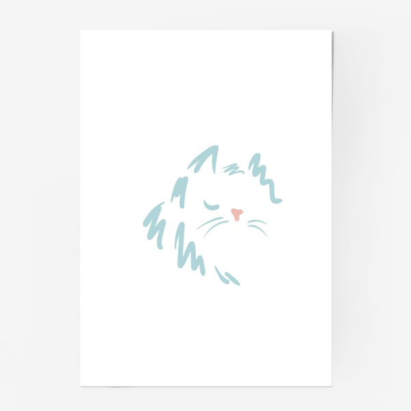 Постер «Серо-голубой спящий котик»